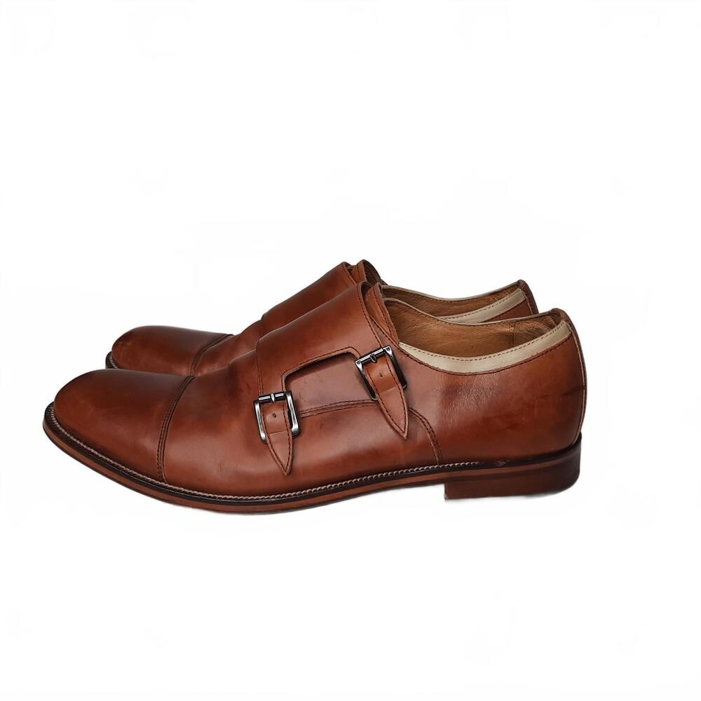 Johnston and Murphy Men's Brown Leather Double Monk Strap 12‎